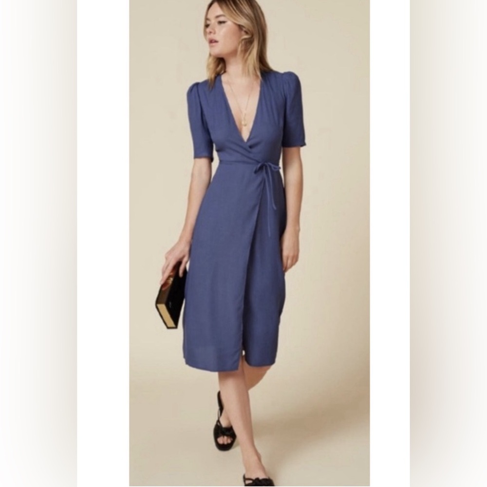 Reformation Marta Wrap Dress XS Bluebird